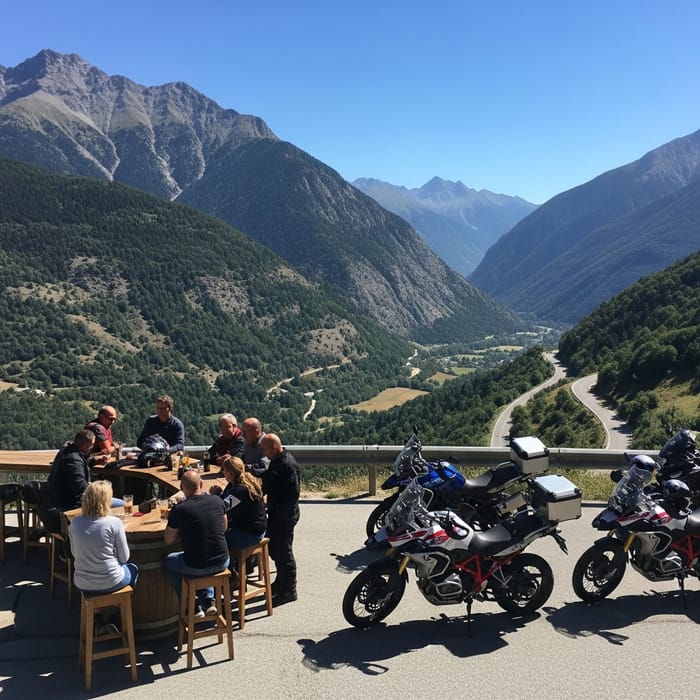 Diverse Crowd Enjoying Outdoors in European Mountain Landscape Diverse Crowd Enjoying Outdoors in European Mountain Landscape