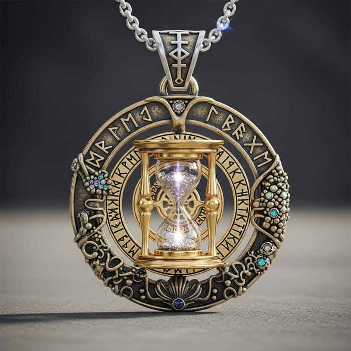Enchanting Time-Stopping Pendant on Stylish Silver Chain Enchanting Time-Stopping Pendant on Stylish Silver Chain