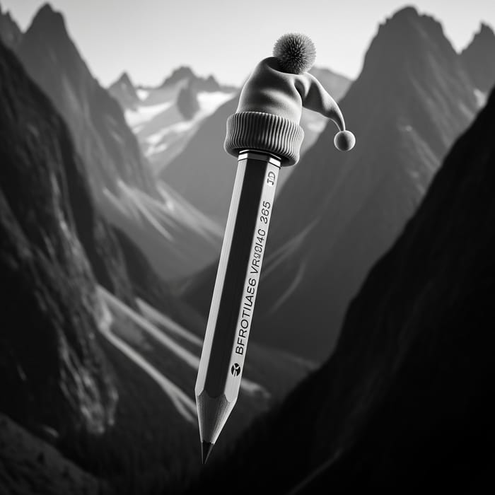 Realistic 3D Image of Pencil & Mountains with a Cap Realistic 3D Image of Pencil & Mountains with a Cap