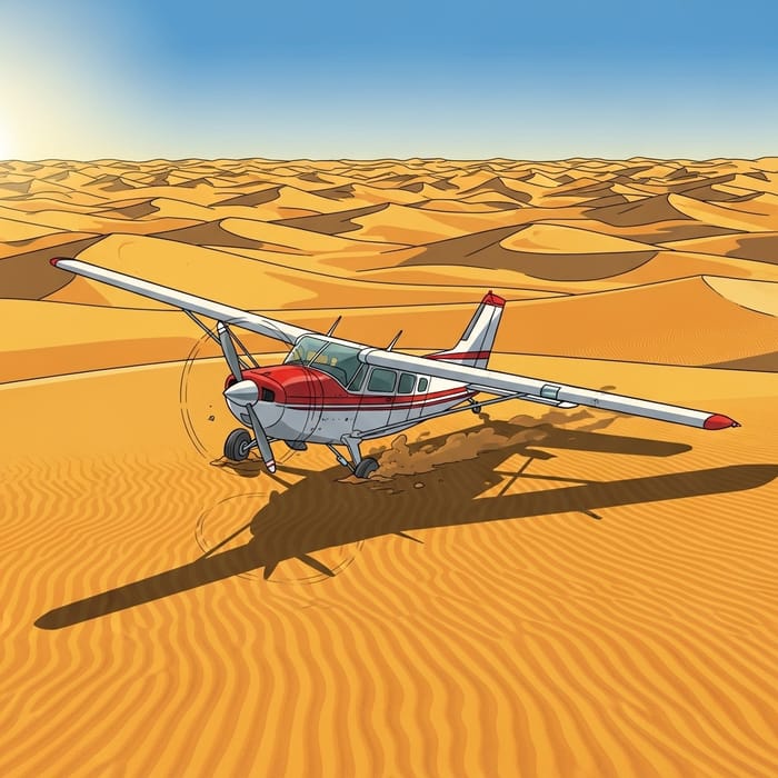 Clip Art of Plane Emergency Landing in Sahara Desert Clip Art of Plane Emergency Landing in Sahara Desert