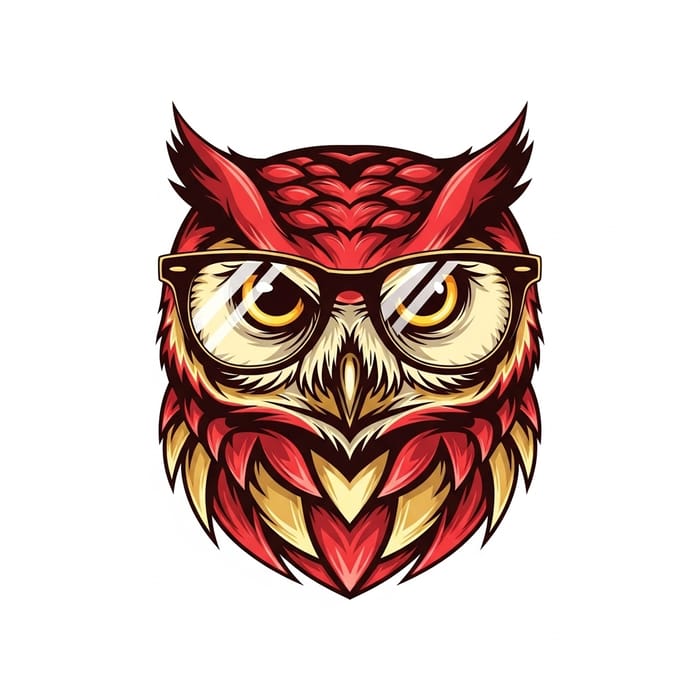 Vibrant Red & Gold Owl Artwork | Graphic Design Inspiration