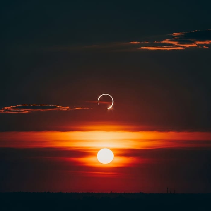 Sunset Eclipse: Celestial Meeting of Orange, Pink & Red