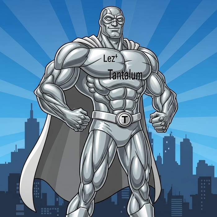 Tantalum Superhero: Shiny Metallic Cartoon Character with Powers