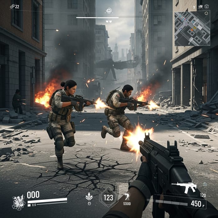 Intense Call of Duty Video Game Scene Intense Call of Duty Video Game Scene