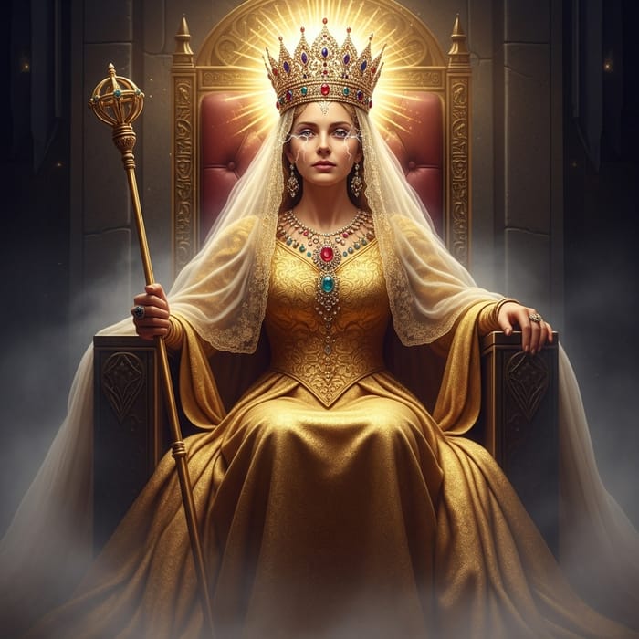 Radiant Woman in New Jerusalem | Haute Couture Gold Gown & Holy Aura Radiant Woman in New Jerusalem | Haute Couture Gold Gown & Holy Aura