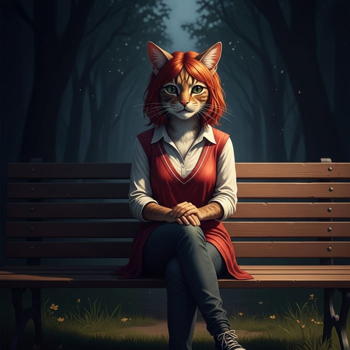 Surreal Hybrid Art: 20-Year-Old Redhead on Bench Surreal Hybrid Art: 20-Year-Old Redhead on Bench
