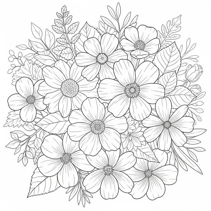 Intricate Flower Bouquet Coloring Page for Adults Intricate Flower Bouquet Coloring Page for Adults