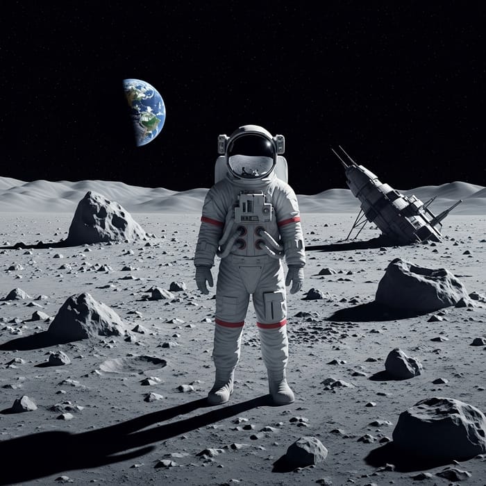 Lost on the Moon - Digital Art Illustration