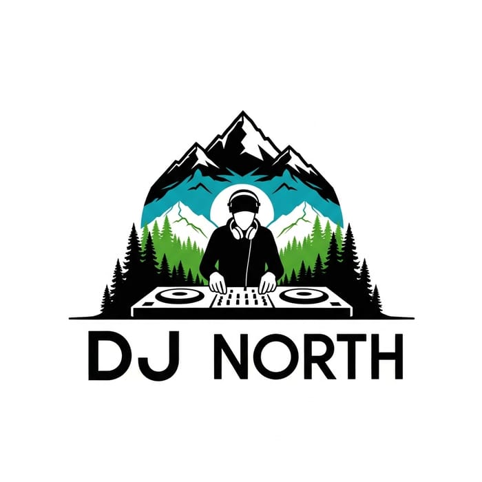 Minimalistic DJ Logo Design for North Wilderness Company | 4K Resolution in Green & Blue Shades