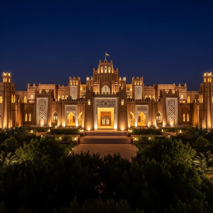 Sudanese Embassy: Nighttime Splendor & Mud Brick Elegance Sudanese Embassy: Nighttime Splendor & Mud Brick Elegance