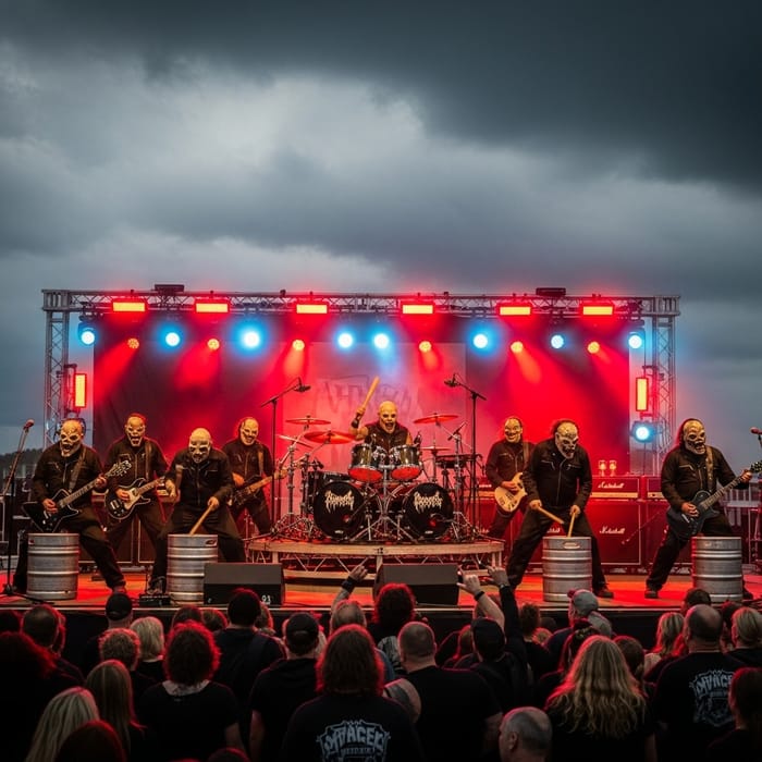 Epic Slipknot Concert in the Stormy Night