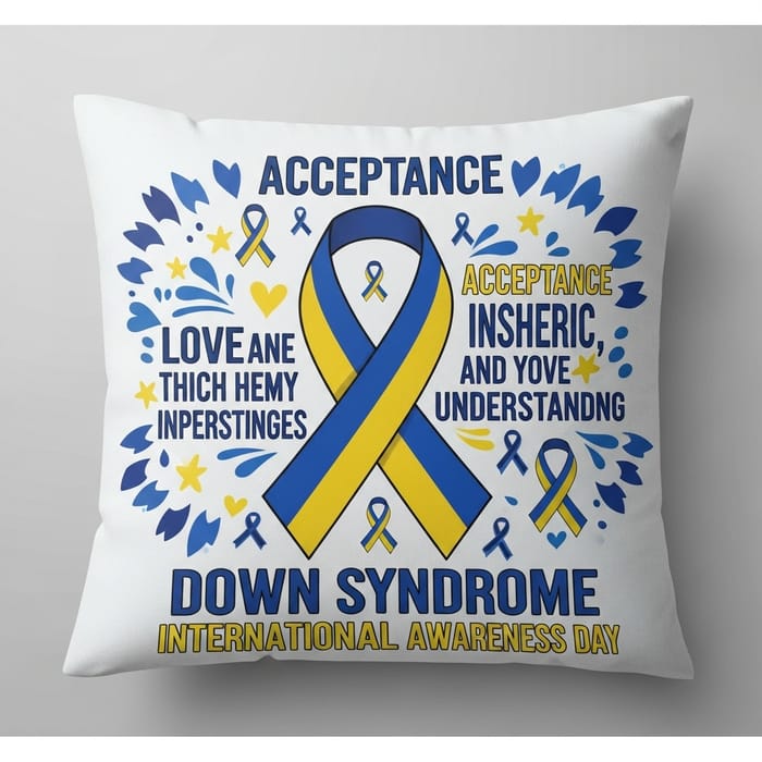 Down Syndrome Awareness Cushion Design | Blue & Yellow Theme