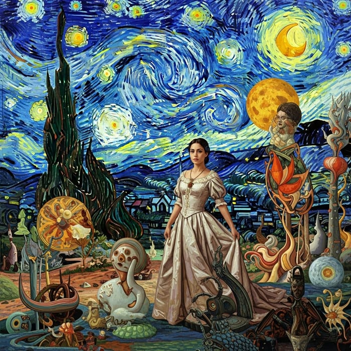 Surreal Cosmic Fusion: Van Gogh, Dalí, Turner, and More in Fantastic Harmony