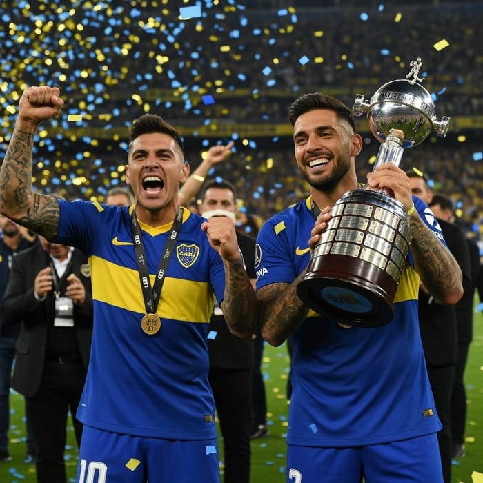 Lionel Messi and Cristiano Ronaldo Lift Libertadores Trophy with Boca Juniors Lionel Messi and Cristiano Ronaldo Lift Libertadores Trophy with Boca Juniors