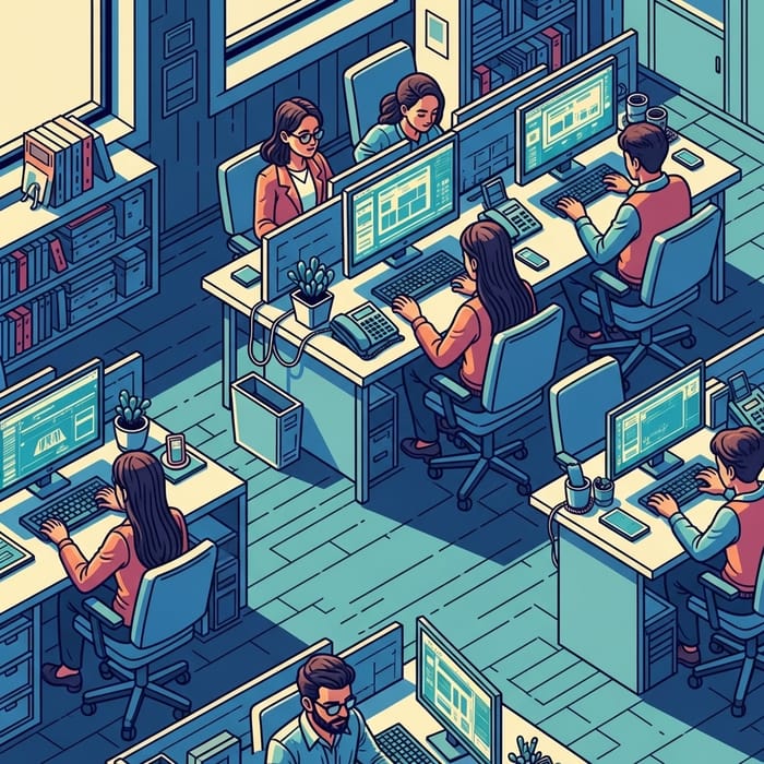 Vibrant Digital Art of a Modern Office Space