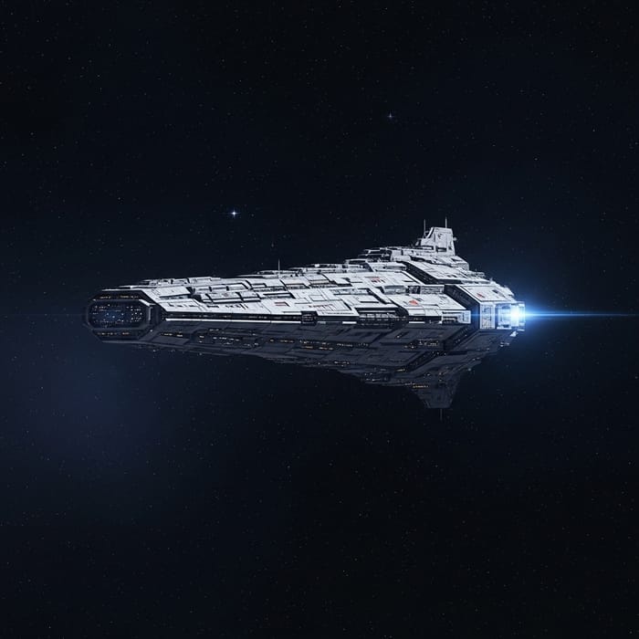 Impressive Cyberpunk Spaceship Soaring in Vast Space