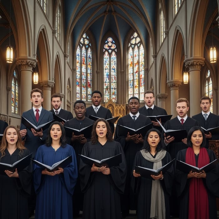 Faithful Priests Sing in Church Chorus - Sacred Melodies