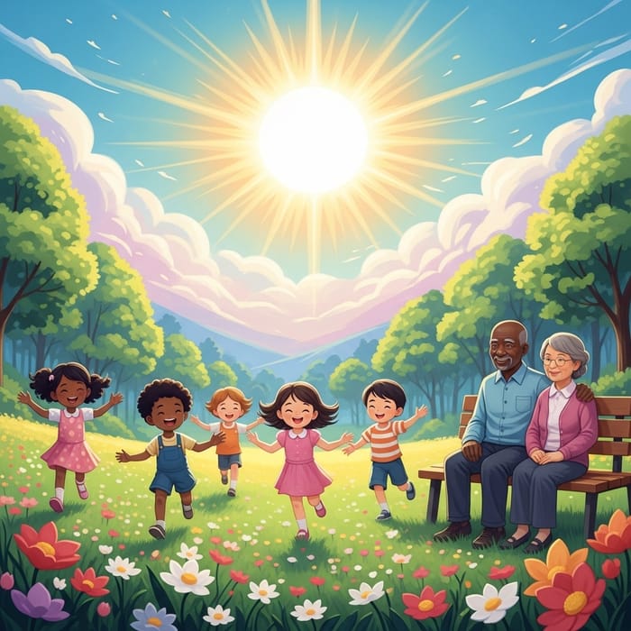 Capturing the Essence of Happiness: A Vibrant Joyful Scene