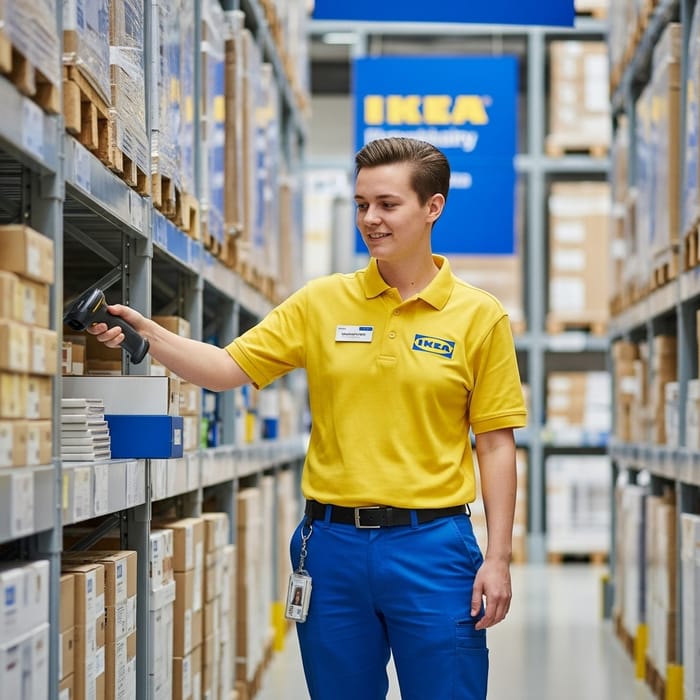 Realistic IKEA Employee in Yellow Uniform | Retail Store Tasks