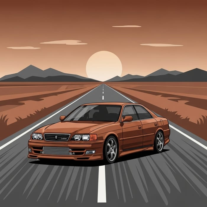 Brown Toyota Chaser JZX100 Vector Artwork in 1920x720 Resolution