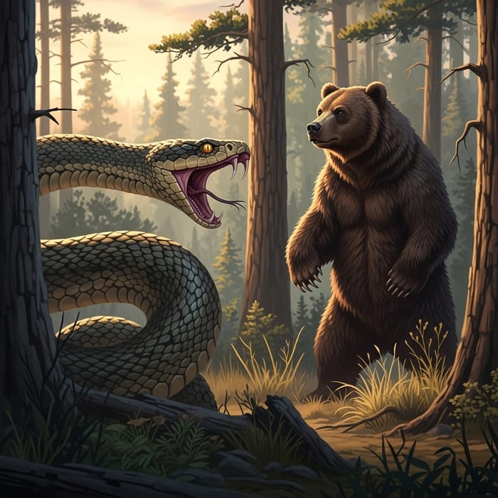 Snake vs Bear: Intense Encounter in the Wild
