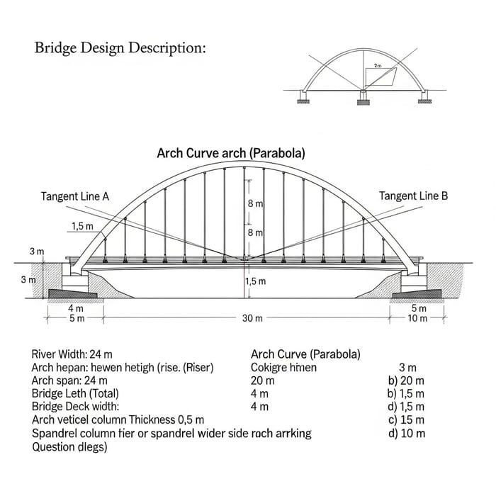 Geometric Arch Bridge Design over 20m River with Measurements Geometric Arch Bridge Design over 20m River with Measurements