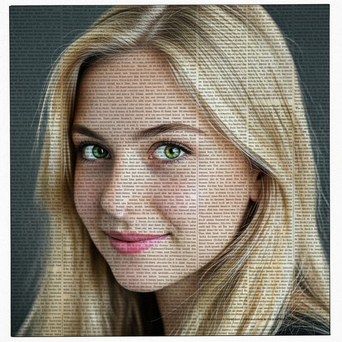 Vintage Green-Eyed Girl Portrait with Blonde Hair