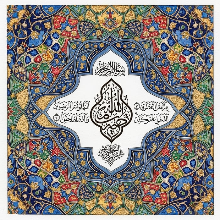 Syed Mead Style Islamic Art Watercolor Masterpiece