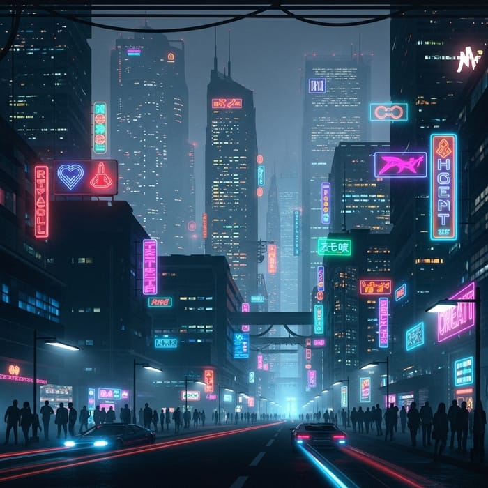 Cyberpunk City Skyline: Neon Skyscrapers & Ethereal Glow Cyberpunk City Skyline: Neon Skyscrapers & Ethereal Glow