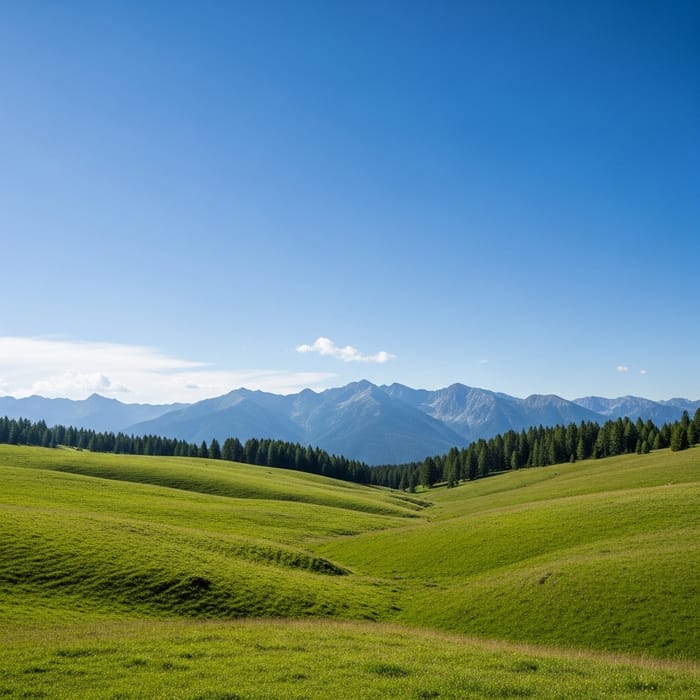 Scenic Mountain Landscape with Lush Greenery and Clear Sky Scenic Mountain Landscape with Lush Greenery and Clear Sky