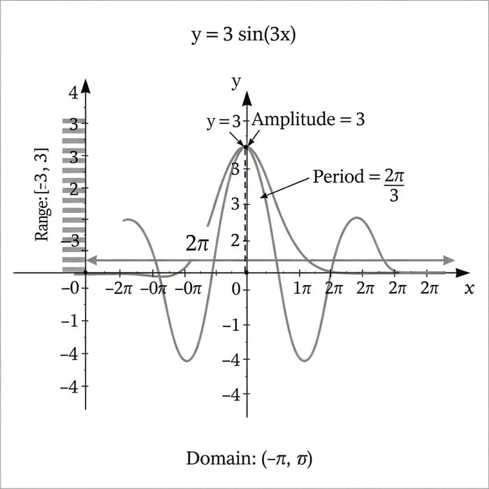 Understanding Amplitude and Period of y = 3 sin 3x Function Understanding Amplitude and Period of y = 3 sin 3x Function