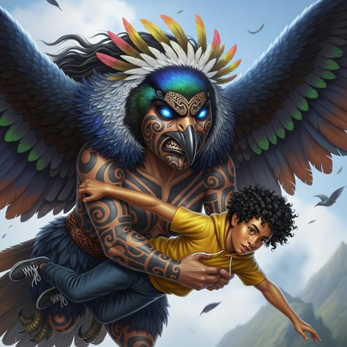 Kurangaituku: Ethereal Maori Bird Woman in Flight Kurangaituku: Ethereal Maori Bird Woman in Flight