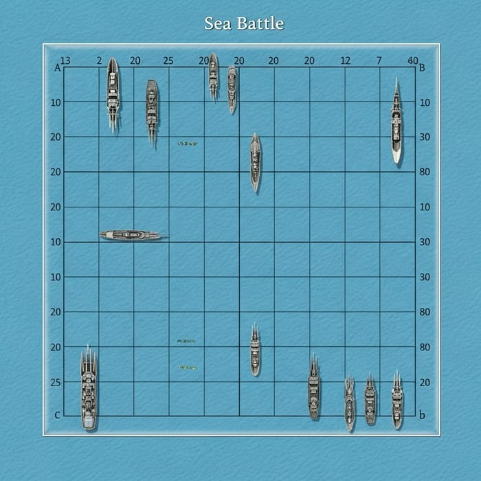 Empty Battlefield Grid - Sea Battle Game Empty Battlefield Grid - Sea Battle Game