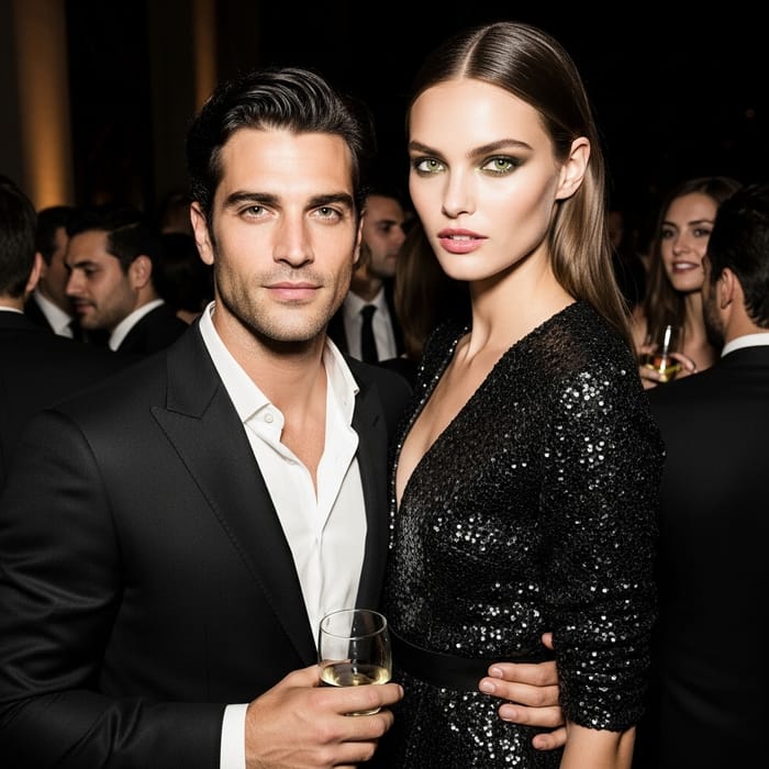 Elegant Black and White Party with Turkish Actor and Miranda Kerr Lookalikes