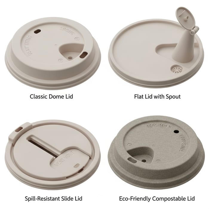 3D Paper Cup Lid Design with Drinking Hole Variations - Creative Options