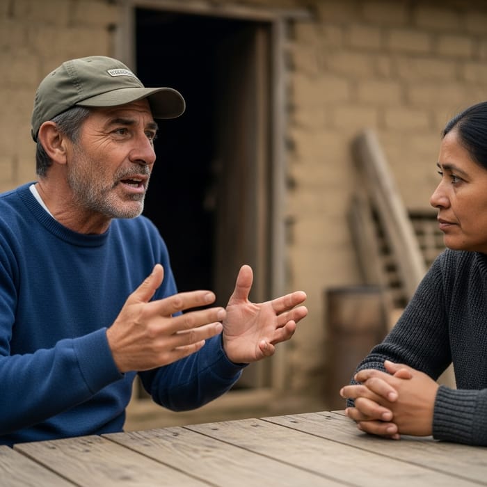Local Tradition Enthusiast Talks Passionately with Wife