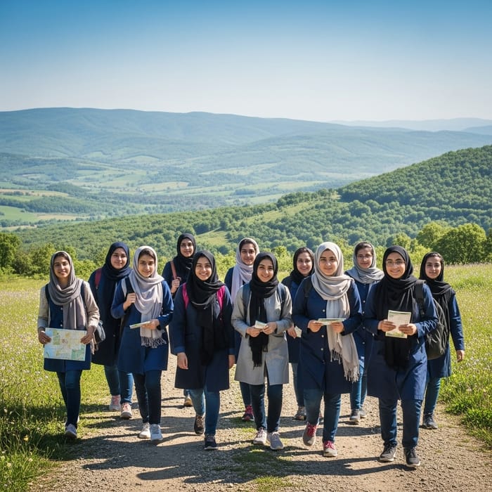 Respectful Middle-Eastern Female Students School Outing Respectful Middle-Eastern Female Students School Outing
