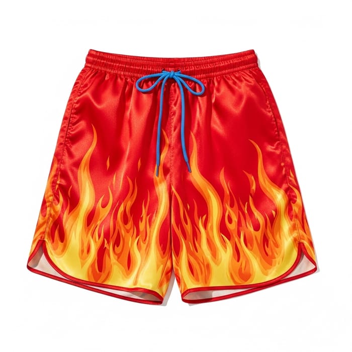 Stunning Fire-Themed Shorts | Vibrant Red, Orange, Yellow Flames Stunning Fire-Themed Shorts | Vibrant Red, Orange, Yellow Flames
