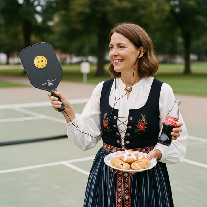 Danish Woman Enjoying Traditional Attire, Health Podcast, and Danish Delights Danish Woman Enjoying Traditional Attire, Health Podcast, and Danish Delights