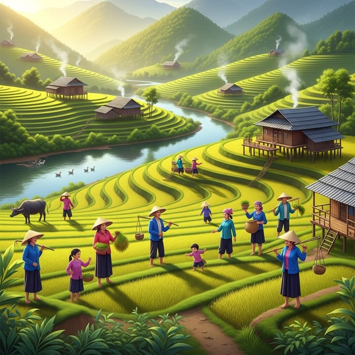 Scenic Vietnam Countryside: Serene Rural Setting & Farming