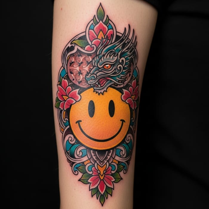 Intricate Cover Up Tattoo with Vibrant Artistry