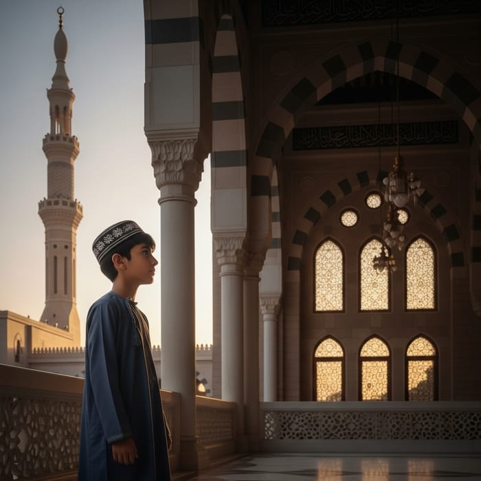 A Boy with Masjid: Capturing Culture and Elegance A Boy with Masjid: Capturing Culture and Elegance