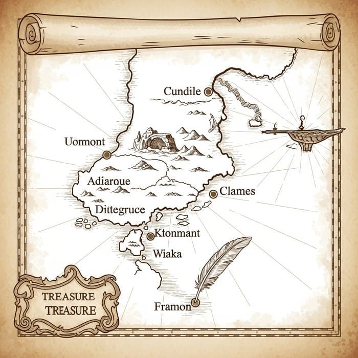 Vintage Treasure Map - Adventure Awaits Vintage Treasure Map - Adventure Awaits