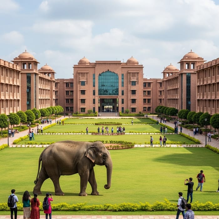Elephant Roaming in Central University of South Bihar Campus