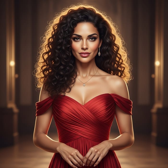 Salma Hayek: Confident Female Figure in Red Gown Salma Hayek: Confident Female Figure in Red Gown