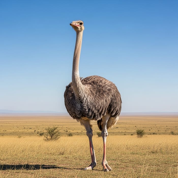 Majestic Ostrich Standing Tall in Natural Savannah Habitat