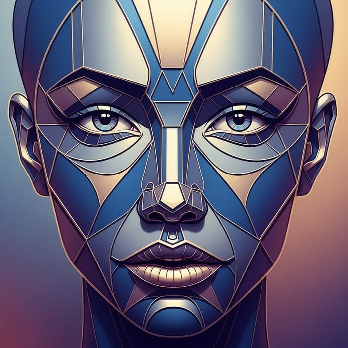 Geometric Female Face Art | Abstract Human-Like Geometric Female Face Art | Abstract Human-Like