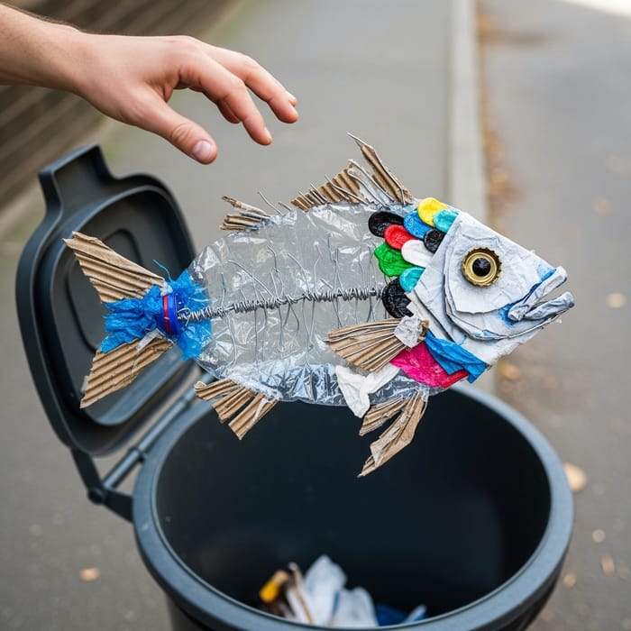 Trash Fish Sculpture: Creative Recycling Art