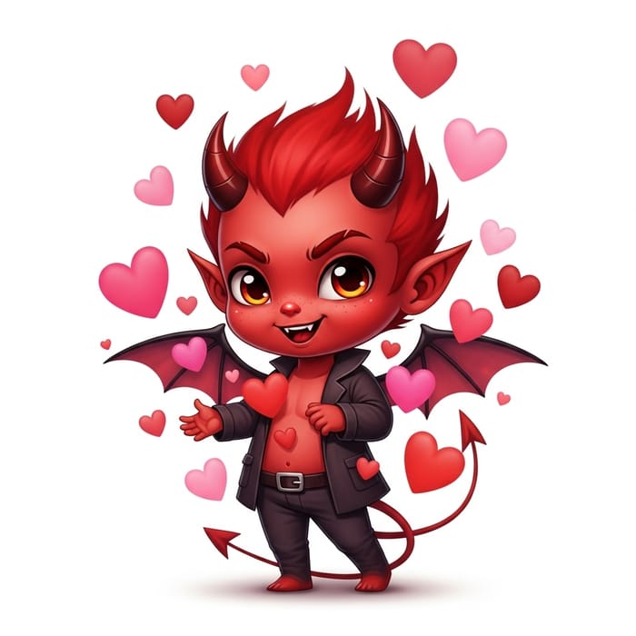 Cute Male Devil Hearts - Enchanting Scene