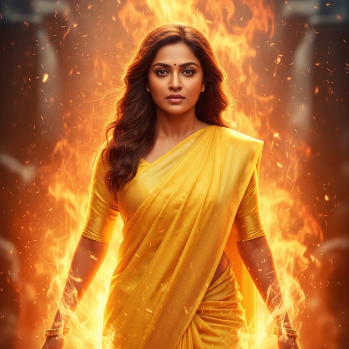 Draupadi in Radiant Yellow Saree Emerging Confidently Draupadi in Radiant Yellow Saree Emerging Confidently